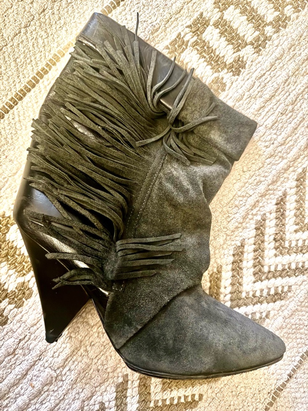 Isabel Marant pour H&M Black Leather & Suede Fringe Heels - Picture 2 of 13